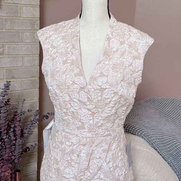JS Collections Emery Faux Wrap Cocktail Dress - Champagne - Picture 3 of 16